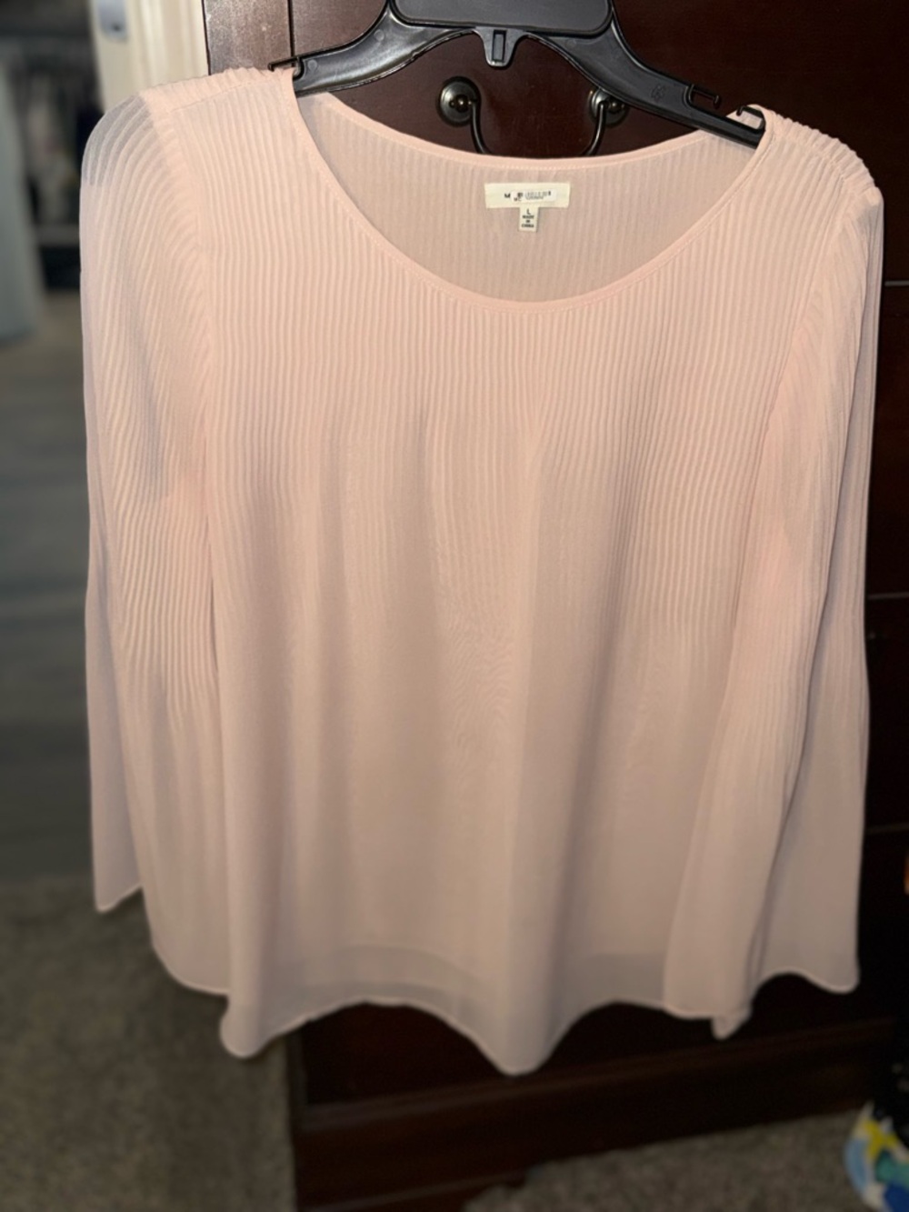 Mossimo Supply Co. Light Pink Ribbed Long-Sleeve Scoop Neck Top
